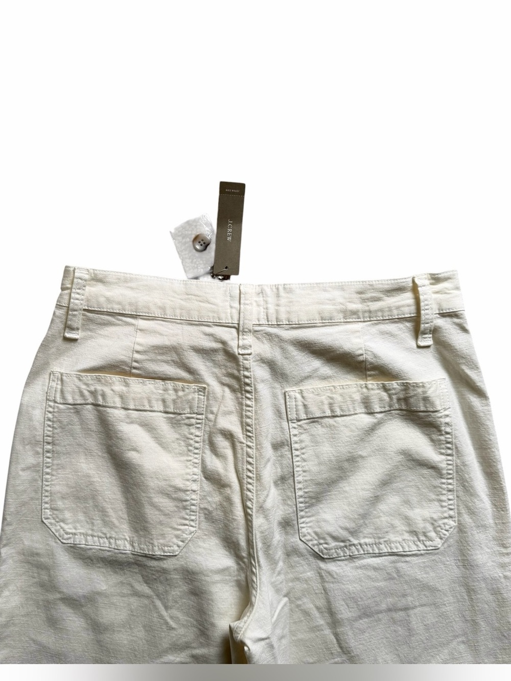 J. Crew Women’s Slim Wide Leg Twill Pant 29T Ecru High Waist Stretch NWT - Picture 6 of 8